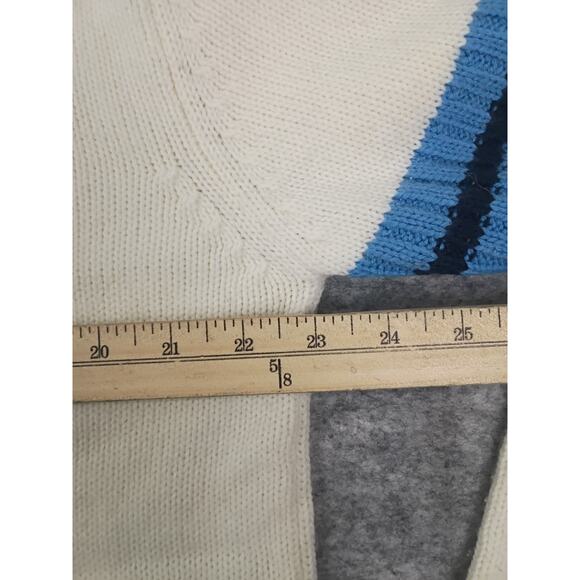 JNCO Jeans Mens M V-Neck Striped Embroidered Knit Sweater Vtg Y2K Single Owner - Picture 10 of 11